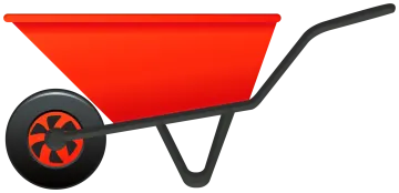 a red wheelbare with black wheels