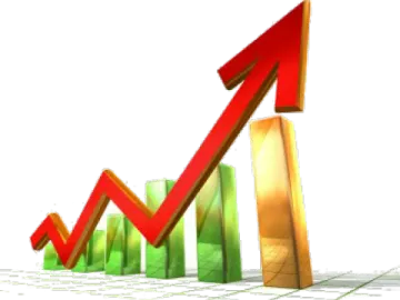 a red arrow pointing up to a chart