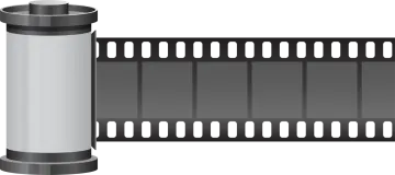 a black and white film strip on a white background