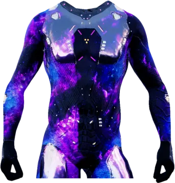 an image of a man wearing a purple and blue bodysuit