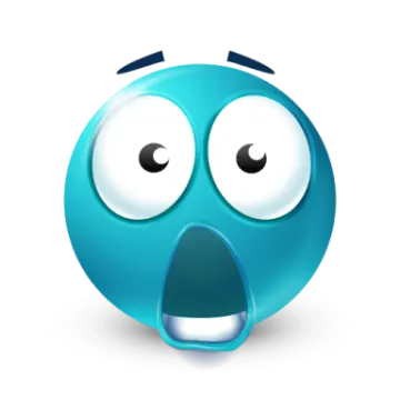 a blue smiley face with an open mouth