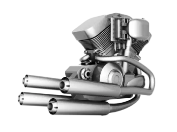 a motorcycle engine on a white background