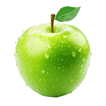 green apple with water drops
