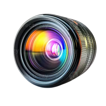 a camera lens on a white background
