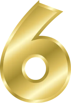 the number six in gold