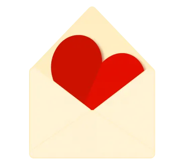 a red heart in an envelope