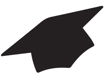 a black graduation cap on a white background