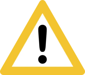 a yellow warning sign with a black and white image