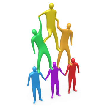 a group of people standing in a circle