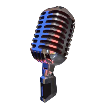 a microphone with red and blue lights on it