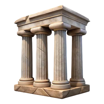 three stone pillars on a white background