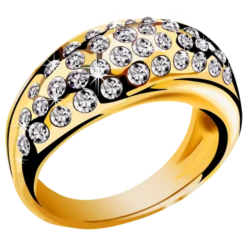 a gold wedding ring with diamonds