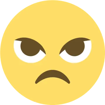 a yellow smiley face with an angry expression