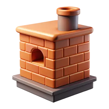 a small brick house with a chimney on top