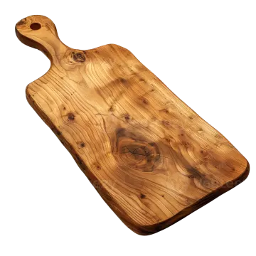 a wooden cutting board on white background