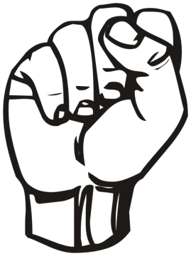 a black and white drawing of a fist