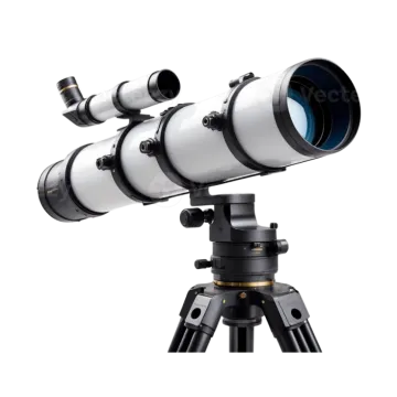 a telescope on a tripod with a white background