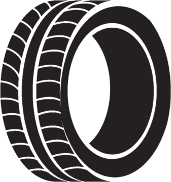 a black tire on a white background