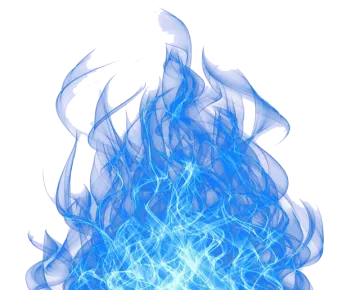 a blue fire on a white background