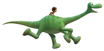 a girl riding on the back of a dinosaur