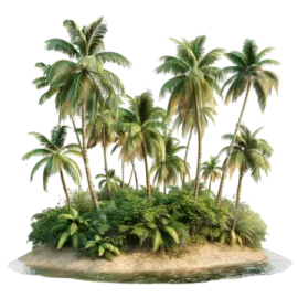 a small island with palm trees on it