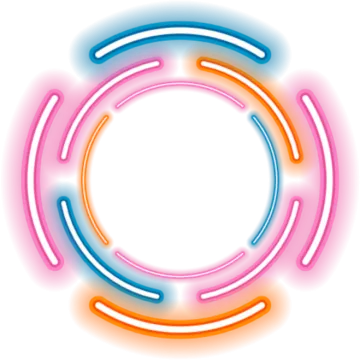 a circle with neons on it