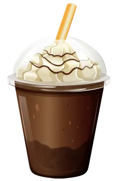a chocolate milkshak in a plastic cup vector