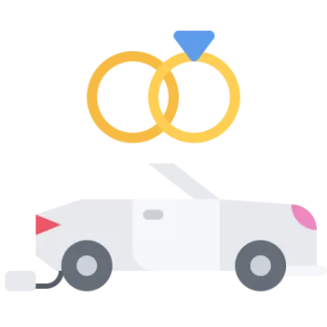 two wedding rings on top of a car