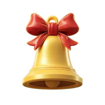 a bell with a bow on top of it