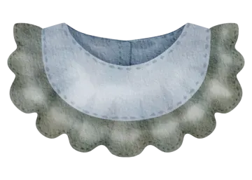 a watercolor painting of a blue and white collar
