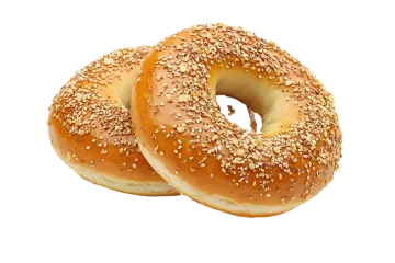 two bagels with sesame on a white background
