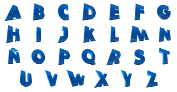 a set of blue 3d letters