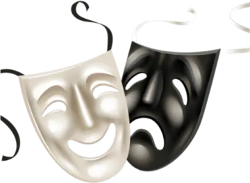 two black and white masks on a white background