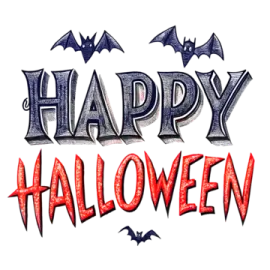 a happy halloween message with bats