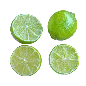 limes on a white background