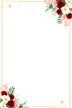 a floral frame with red and white flowers