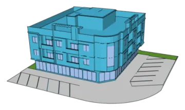 an image of a blue building