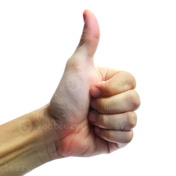 a person's hand giving a thumbs gesture