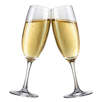 two glasses of champagne on a white background