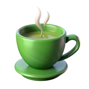 a green cup and saucer on a white background