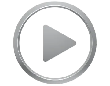 a silver play button on a white background