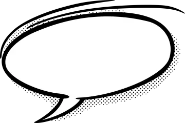 a black and white speech bubble