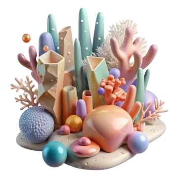 a bunch of different colored corals and coral reefs