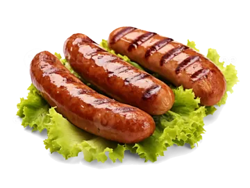 three hotdogs on a white background