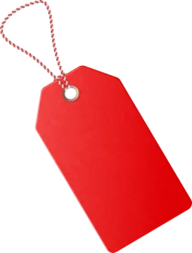 a red tag on a white background