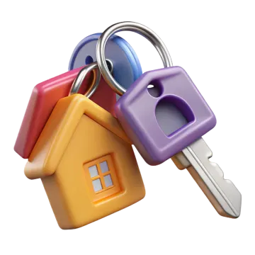 a house with two keys attached to it
