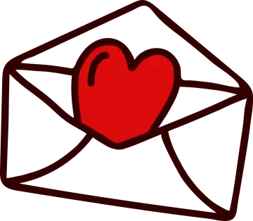 an envelope with a heart inside