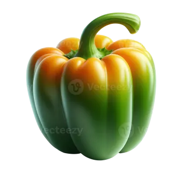a green and orange bell pepper