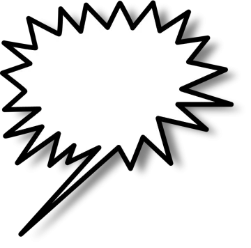 a black and white speech bubble