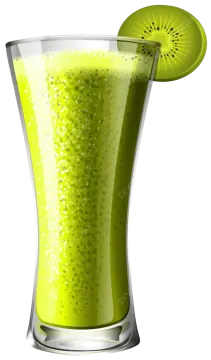 a glass filled with green juice and a slice of lime